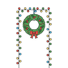 Christmas wreath and light garland for seasonal craft