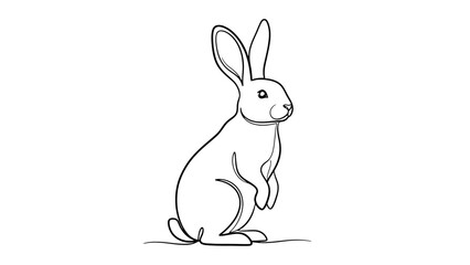 Minimalist Art Rabbit Sitting with Long Ears, Simple Easter Bunny Vector