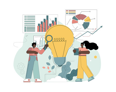 Concept for analysis of business ideas, business services, template for a website, teamwork. - Powered by Adobe