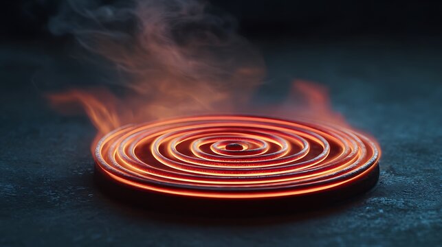 Burning gas stove burner symbol design of a hot red spiral labyrinth heat - Powered by Adobe