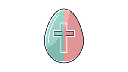Fototapeta premium Easter Egg with Christian Cross Symbol, Religious Holiday Celebration Icon