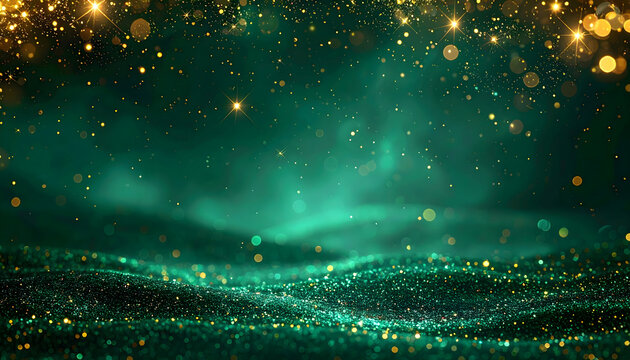 エメラルドグリーンと金の幻想的な背景画像