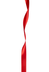 Red Satin Ribbon on White Background