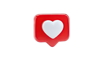 3D Like Icon with Heart Shape on White Background