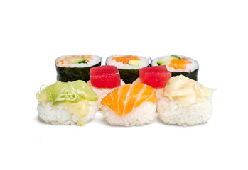 Sushi rolls isolated on white background. © Роман Фернаті