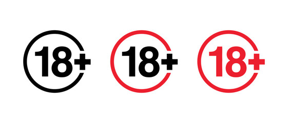 Age restriction 18 plus symbols eighteen