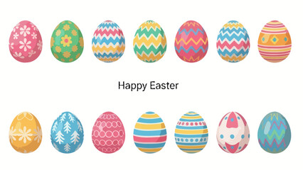 Happy Easter Greeting with a Colorful Assortment of Decorated Easter Eggs