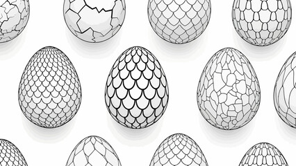 Seamless Pattern of Fantasy Dragon Eggs with Cracked and Scaled Textures