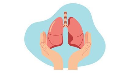 Conceptual graphic of human hands gently supporting healthy lungs, symbolizing respiratory system care and vital organ protection.