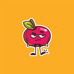 Bored Tired Red Apple Character Illustration