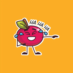 Laughing Funny Red Apple Cartoon Emoji