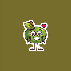 Smiling Green Apple Love Heart Emoji