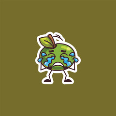 Crying Sad Green Apple Character Design