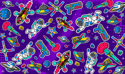 Space background vector illustration in a graffiti style. Colorful pace theme pattern