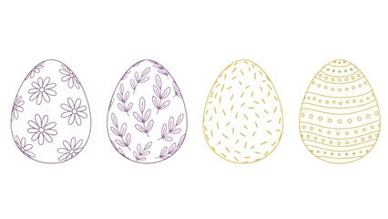 Set of four decorative Easter eggs with floral and geometric patterns