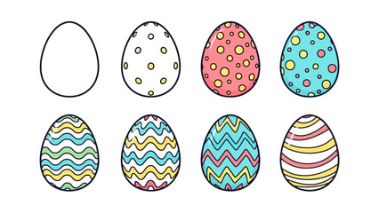 Collection of Decorative Easter Eggs with Colorful Patterns and Designs
