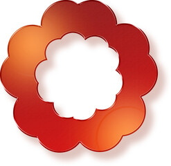 3D gold embossed cloud bubble shape flower icon