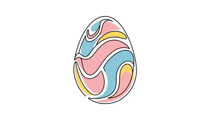 Abstract Easter Egg with Swirling Patterns in Pastel Colors, Art Illustration