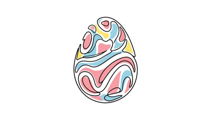 Abstract Easter Egg with Swirling Colorful Patterns, Continuous Art Vector Design