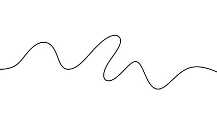 Wavy Black Art Abstract Design on White Background, Smooth Curve Flow