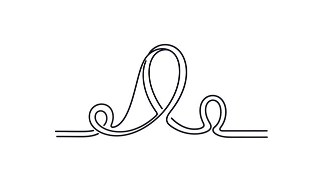 Abstract continuous drawing of a rollercoaster loop and track, modern art