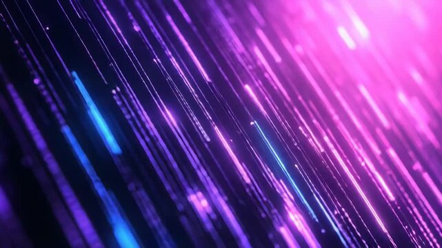 Digital data stream flowing through a futuristic neon grid