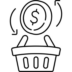 Line Art Shopping Cashback Icon