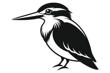 kingfisher silhouette line art vector illustration with a white background