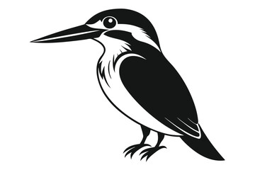 kingfisher silhouette line art vector illustration with a white background