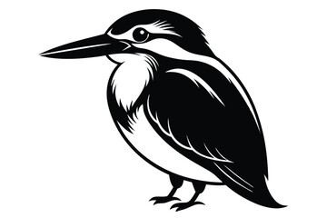 kingfisher silhouette line art vector illustration with a white background