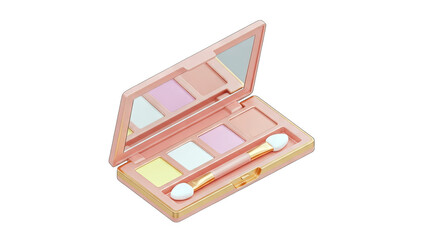 Eyeshadow Palette with Brush on White Background