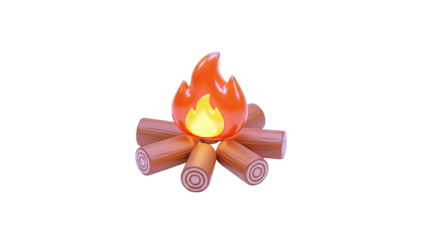 3D Render of a Campfire Burning on White Background