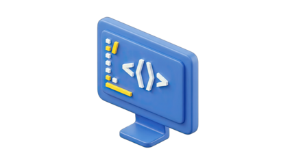 3D Render of a Computer Monitor Displaying Code
