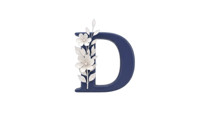 Floral Letter D: Elegant Decoration on White Background
