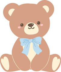 Obraz premium Teddy Bear Illustration with Blue Bow