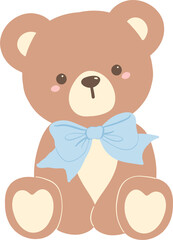 Obraz premium Cute Teddy Bear with Blue Bow