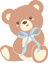 Obraz premium Cute Brown Teddy Bear with Blue Bow