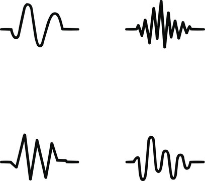 Linear Brainwave Icon Set  Alpha, Beta, Gamma, Delta, and Theta Patterns