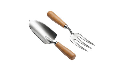 Gardening Tools: Trowel and Fork on White Background