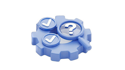 Gear with Checkmarks and Question Mark: Analyzing Solutions