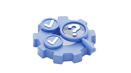 Gear with Checkmarks and Question Mark: Analyzing Solutions