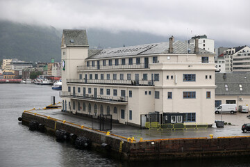 View of the port building in the Norwegian city of Bergen, Norway