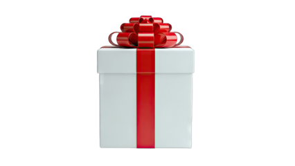 Gift Box with Red Ribbon and Bow Isolated on White