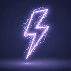 Glowing purple lightning bolt with jagged edges on dark backdrop