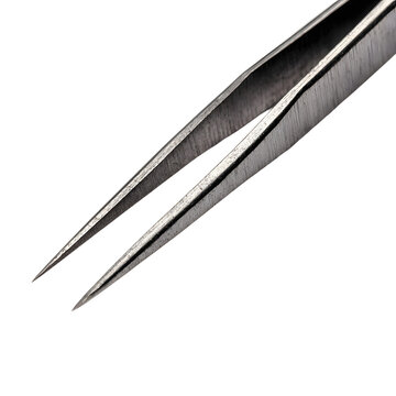 Precision Metal Tweezers Close-up Isolated on White Background