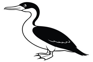 Fototapeta premium cormorant silhouette line art vector illustration with a white background