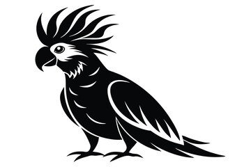 Obraz premium cockatoo silhouette line art vector illustration with a white background