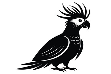 Obraz premium cockatoo silhouette line art vector illustration with a white background