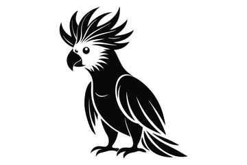 Obraz premium cockatoo silhouette line art vector illustration with a white background