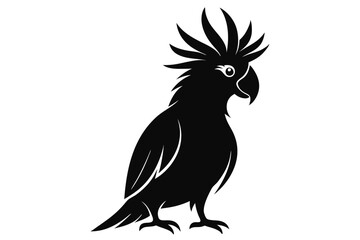 Obraz premium cockatoo silhouette line art vector illustration with a white background